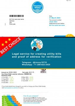 New Water Utility Bill Thames Water UK Sample